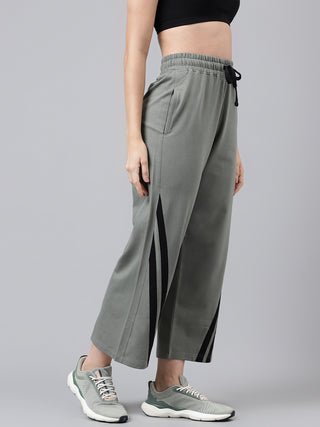 Women Green Mid-Rise Relaxed-Fit Track Pants