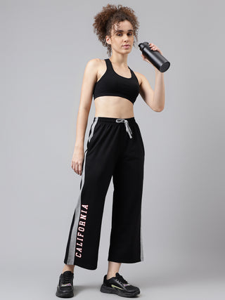 California Women Black Mid-Rise Relaxed-Fit Track Pants