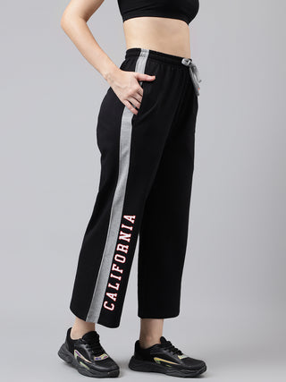 California Women Black Mid-Rise Relaxed-Fit Track Pants