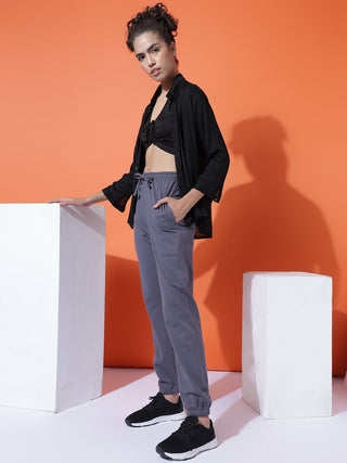 MKH Women Grey High Rise Track Pants