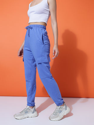 MKH Women Blue Relaxed Fit Track Pants