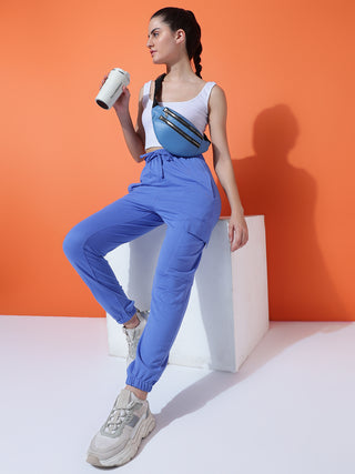 MKH Women Blue Relaxed Fit Track Pants