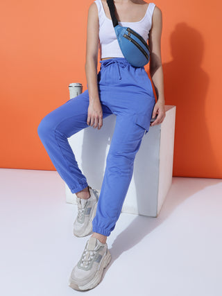 MKH Women Blue Relaxed Fit Track Pants