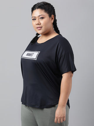 MANIFEST WOMEN BLACK DRI-FIT RELAXED FIT T-SHIRT