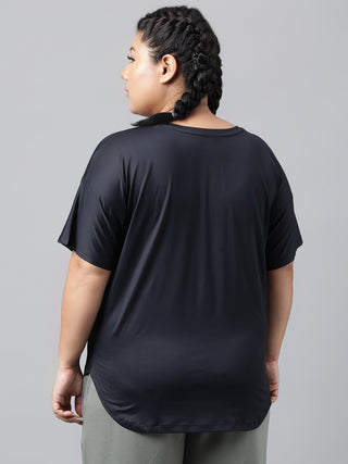 MANIFEST WOMEN BLACK DRI-FIT RELAXED FIT T-SHIRT