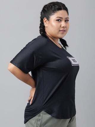 MANIFEST WOMEN BLACK DRI-FIT RELAXED FIT T-SHIRT