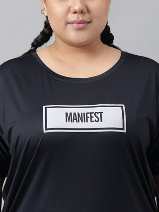 MANIFEST WOMEN BLACK DRI-FIT RELAXED FIT T-SHIRT