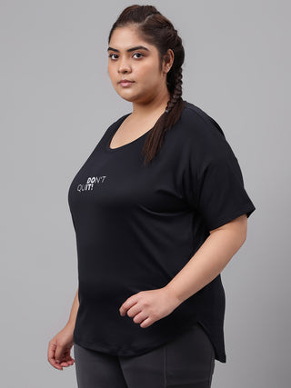 MKH Women Black Don'T Quit  Dri-Fit Relaxed Fit T-Shirt