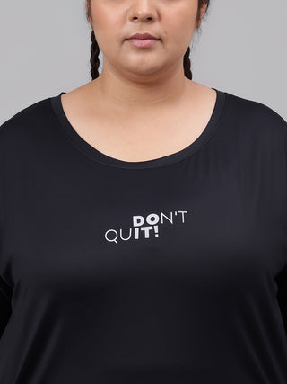 MKH Women Black Don'T Quit  Dri-Fit Relaxed Fit T-Shirt