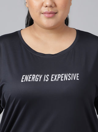 MKH Women Black Energy Is Expensive  Dri-Fit Relaxed Fit T-Shirt