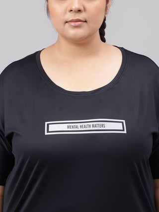 MKH MENTAL HEALTH MATTER WOMEN BLACK DRI-FIT RELAXED FIT T-SHIRT