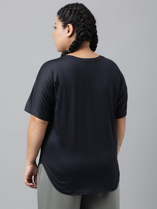 CONTENT CREATOR WOMEN BLACK DRI-FIT RELAXED FIT T-SHIRT