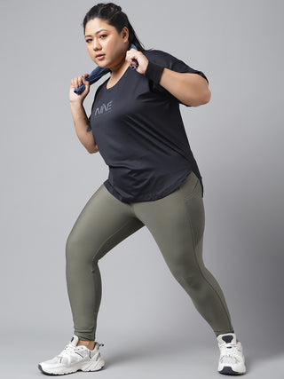 MKH Women Black Nine Runing Lab  Dri-Fit Relaxed Fit T-Shirt