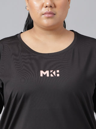 MKH WOMEN BLACK DRI-FIT RELAXED FIT T-SHIRT