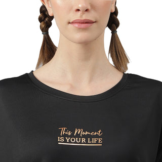 MKH Black Women Moment Dri-Fit Relaxed Fit T-Shirt