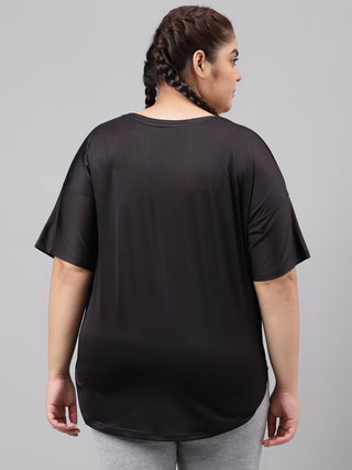 EXCEPTIONAL WOMEN BLACK DRI-FIT RELAXED FIT T-SHIRT