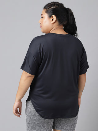 POWER OF LOVE WOMEN BLACK DRI-FIT RELAXED FIT T-SHIRT
