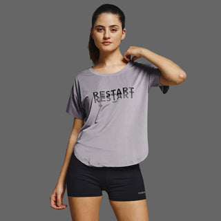 MKH Women Lavender Lifestyle Typography Printed Round Neck Relaxed Fit T-Shirt