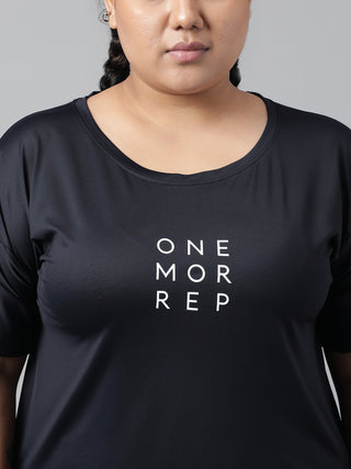 ONE MORE REP WOMEN BLACK DRI-FIT RELAXED FIT T-SHIRT