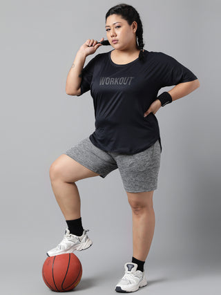 WORKOUT WOMEN BLACK DRI-FIT RELAXED FIT T-SHIRT