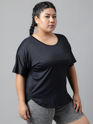 WORKOUT WOMEN BLACK DRI-FIT RELAXED FIT T-SHIRT