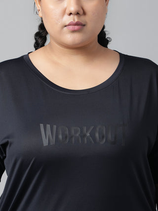 WORKOUT WOMEN BLACK DRI-FIT RELAXED FIT T-SHIRT