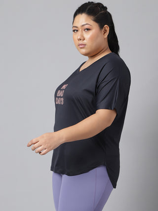 NO BAD DAYS WOMEN BLACK DRI-FIT RELAXED FIT T-SHIRT