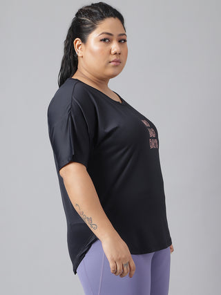 NO BAD DAYS WOMEN BLACK DRI-FIT RELAXED FIT T-SHIRT