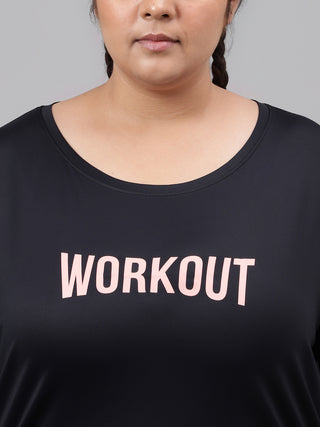 WORKOUT WOMEN BLACK DRI-FIT RELAXED FIT T-SHIRT