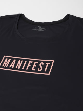 MANIFEST WOMEN BLACK DRI-FIT RELAXED FIT T-SHIRT
