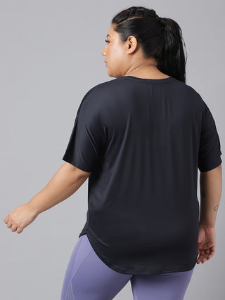 MANIFEST WOMEN BLACK DRI-FIT RELAXED FIT T-SHIRT