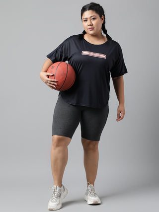 MKH MENTAL HEALTH MATTERS WOMEN BLACK DRI-FIT RELAXED FIT T-SHIRT