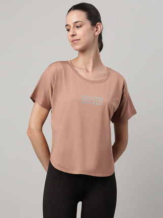 MKH Women Brown Urban Graphic Printed Casual T-Shirt