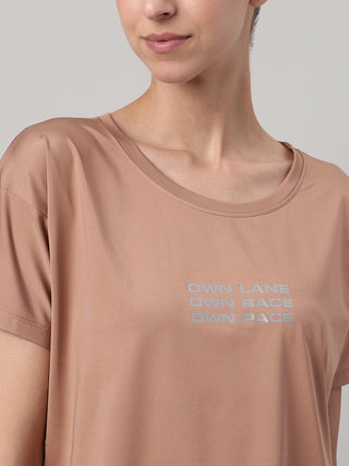 MKH Women Brown Urban Graphic Printed Casual T-Shirt