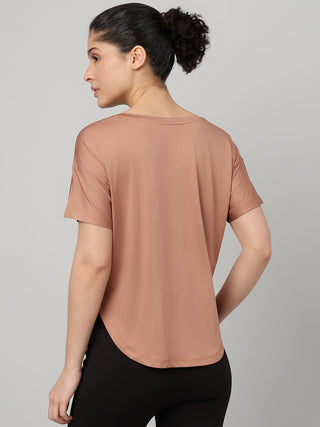 MKH Mocha Women FlexSprint Running Gym T-Shirt