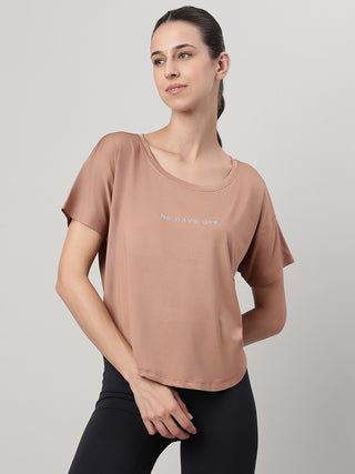 MKH Women Brown Stylish Statement Typography Casual T-Shirt