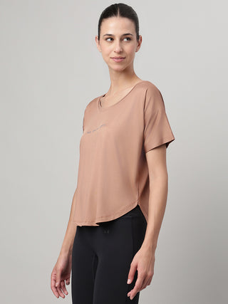 MKH Women Brown Stylish Statement Typography Casual T-Shirt