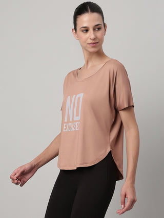 MKH Women Brown FlexTrack Gym Fitness Top