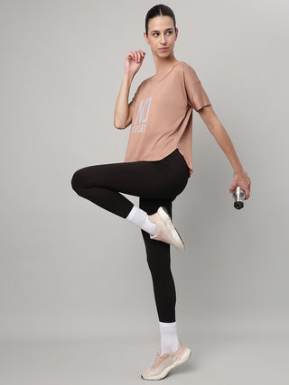 MKH Women Brown FlexTrack Gym Fitness Top
