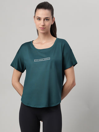 MKH Women Teal Premium Modern Typography Graphic T-Shirt