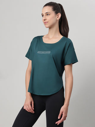 MKH Women Teal Premium Modern Typography Graphic T-Shirt