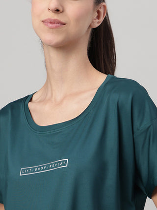 MKH Women Teal Premium Modern Typography Graphic T-Shirt