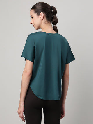 MKH Women Teal Modern Urban Casual Printed T-Shirt