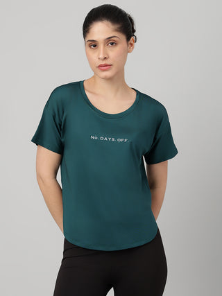 MKH Women Teal Urban Relaxed Fit Graphic T-Shirt