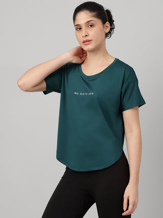 MKH Women Teal Urban Relaxed Fit Graphic T-Shirt