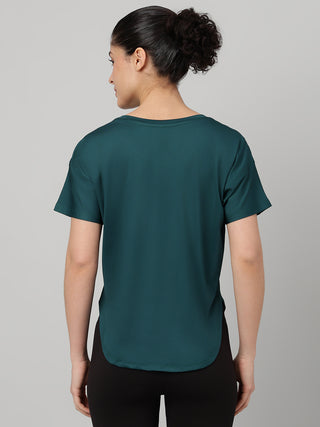 MKH Women Teal Urban Relaxed Fit Graphic T-Shirt