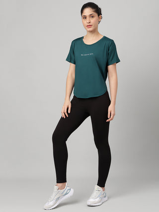 MKH Women Teal Urban Relaxed Fit Graphic T-Shirt