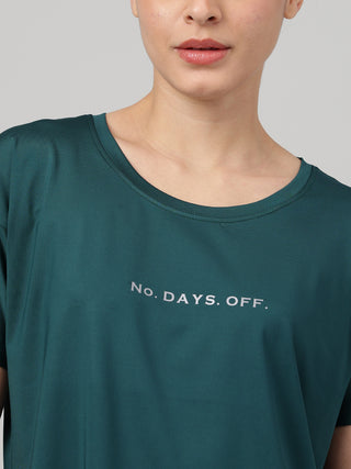 MKH Women Teal Urban Relaxed Fit Graphic T-Shirt