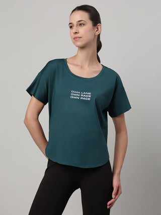 MKH Women Teal Stylish Lifestyle Typography T-Shirt