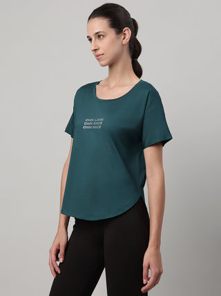 MKH Women Teal Stylish Lifestyle Typography T-Shirt